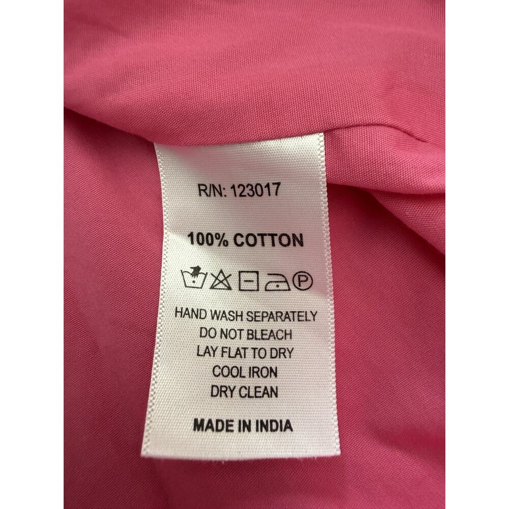 MAUDE VIVANTE Pink Dress Puffed Sleeves Size L V-Neck Cotton Cotttagecore - Picture 7 of 9